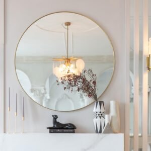 Gold-Framed Round Mirror