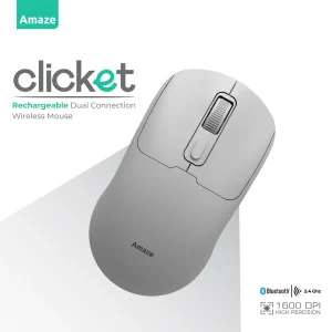 Amaze A712 Clicket Dual Wireless Rechargeable Mouse – White – BIS