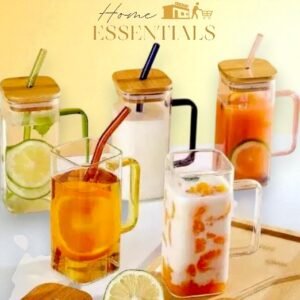 Glass Mug with Wooden Lid – 400ML
