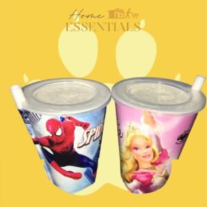 Kids Printed Glass with Cap & Straw